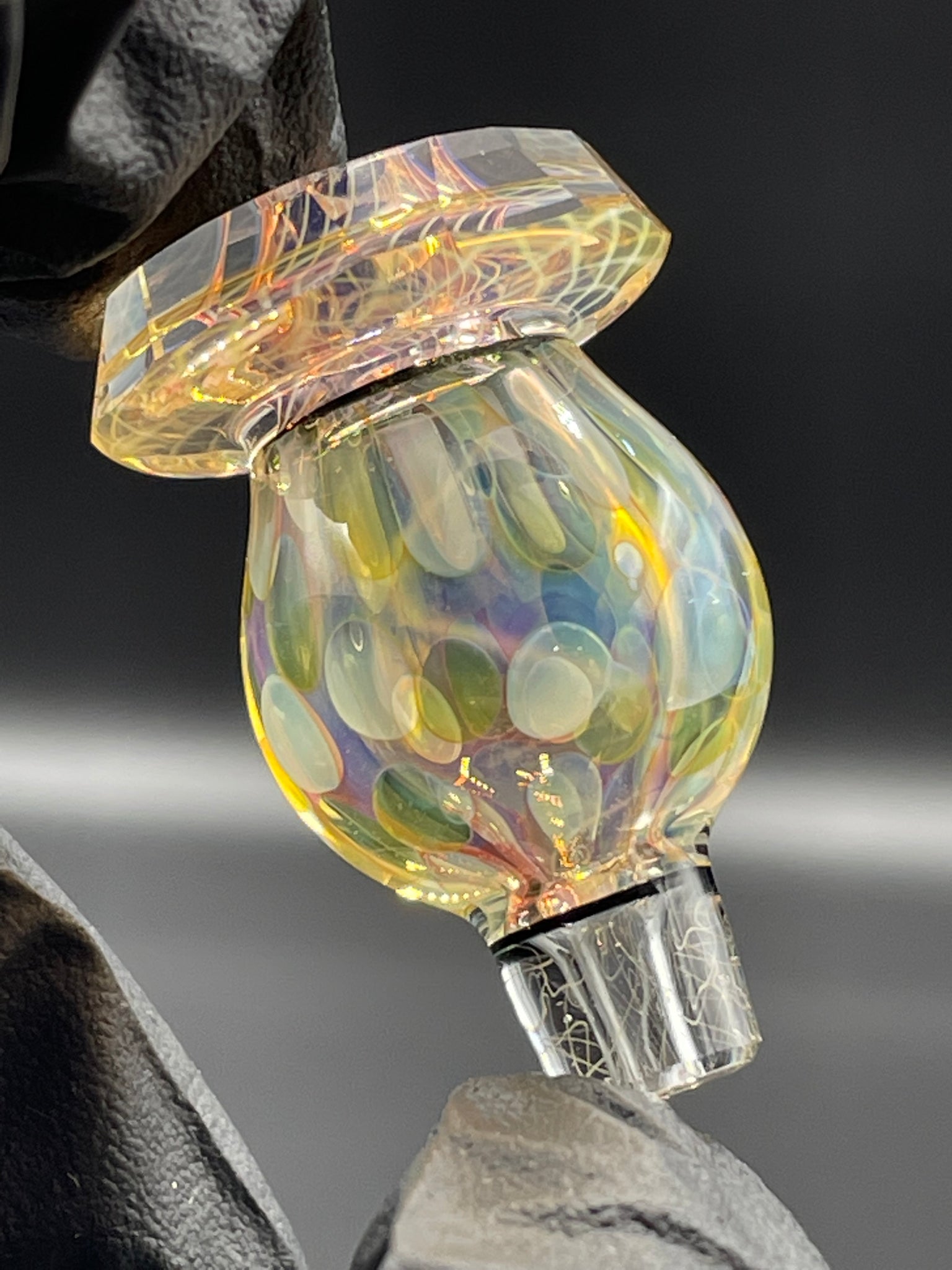 Brick Glass - Fumed/Faceted Bubble Cap #1